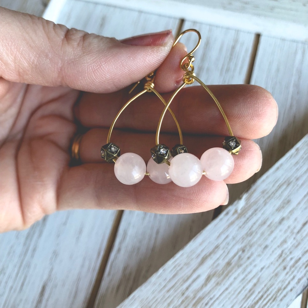 Rose Quartz Earrings - Picture 3 of 3